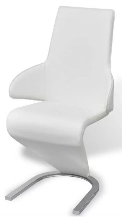 Chaise similicuir blanc et pieds métal Tiffan - Lot de 6 - Photo n°1