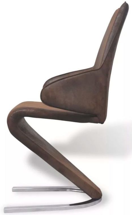 Chaise similicuir marron et pieds métal Tiffan - Lot de 2 - Photo n°5