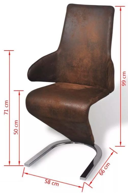 Chaise similicuir marron et pieds métal Tiffan - Lot de 2 - Photo n°8