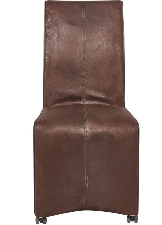 Chaise sur roulettes tissu marron vintage Marois - Lot de 2 - Photo n°2