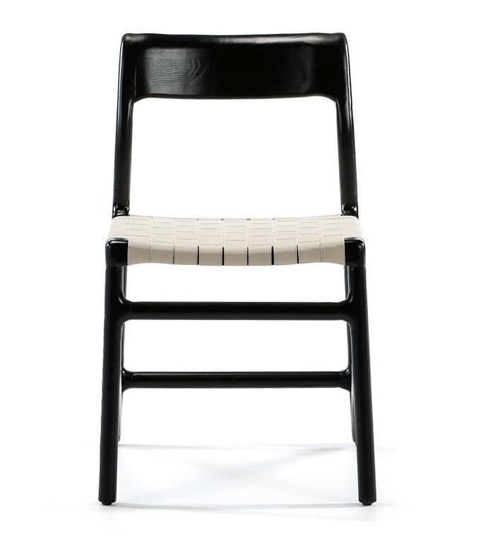 Chaise tissu blanc et pieds frêne massif noir Feriu - Photo n°2