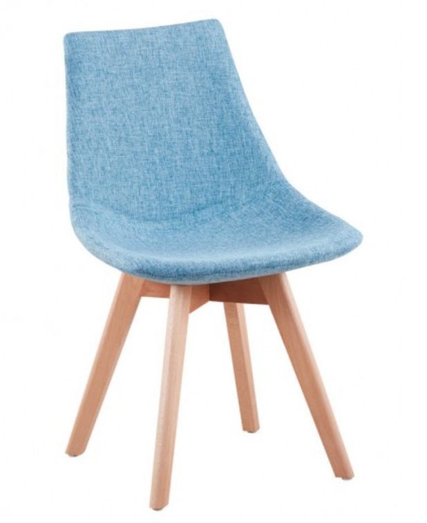 Chaise tissu bleu et bois naturel Mostol - Lot de 2 - Photo n°1