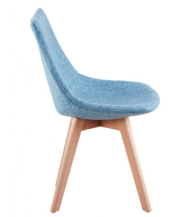 Chaise tissu bleu et bois naturel Mostol - Lot de 2 - Photo n°3