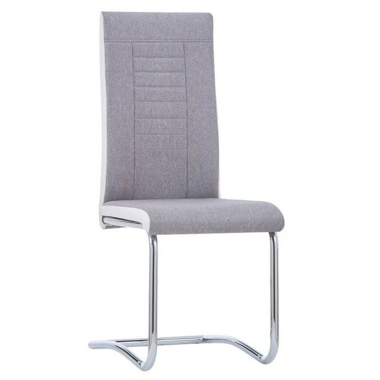 Chaise tissu gris clair et métal chromé Opera - Lot de 4 - Photo n°1
