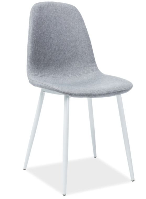 Chaise tissu gris clair et pieds métal blanc Kinze - Lot de 4 - Photo n°1