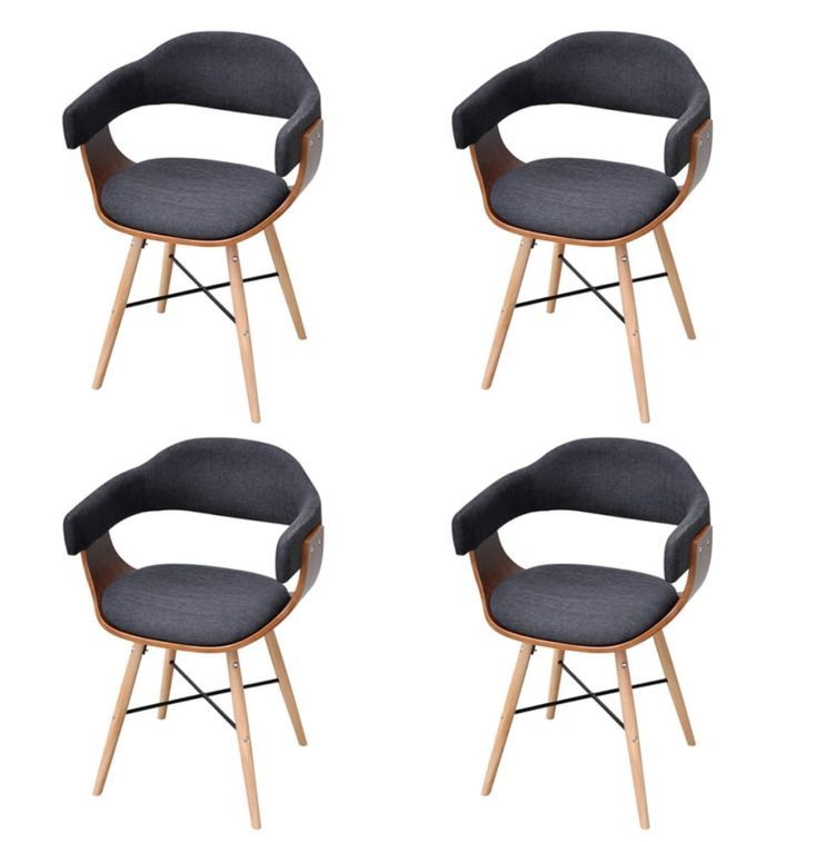 Chaise en bois clair et tissu gris Akota - Lot de 4 - Photo n°1