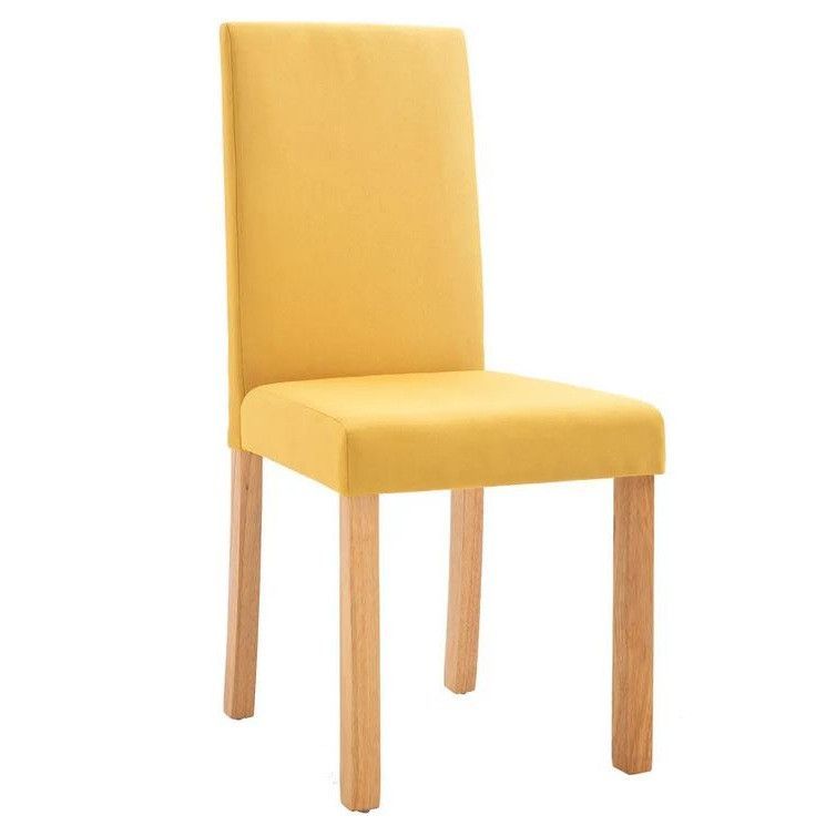 Chaise tissu jaune et bois de caoutchouc Quiso - Lot de 2 - Photo n°1