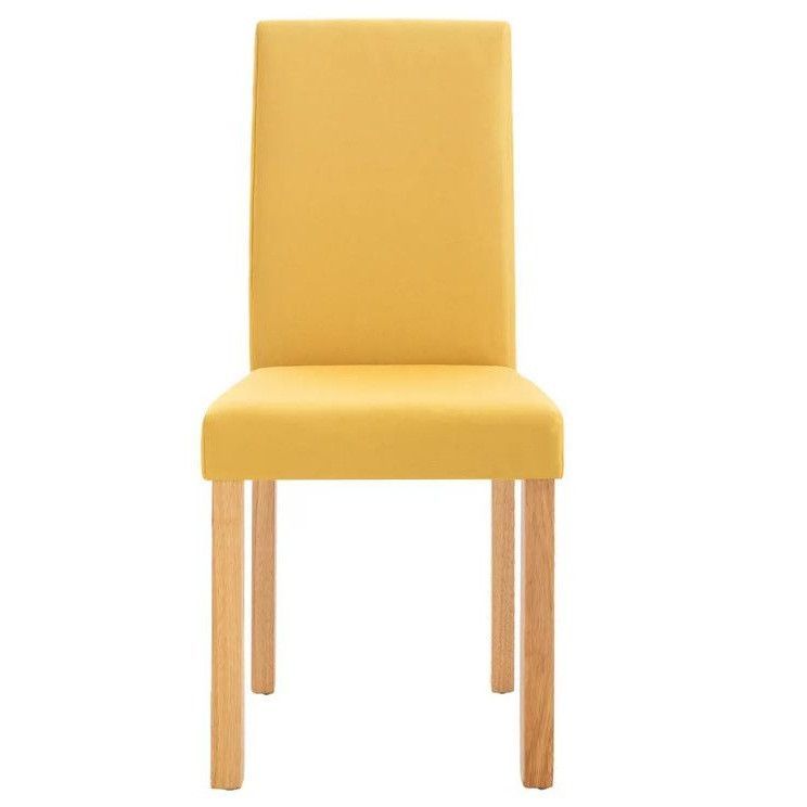 Chaise tissu jaune et bois de caoutchouc Quiso - Lot de 2 - Photo n°2