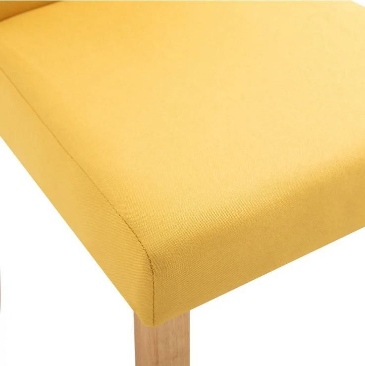 Chaise tissu jaune et bois de caoutchouc Quiso - Lot de 2 - Photo n°5