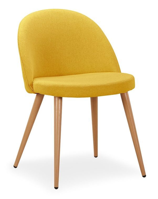 Chaise tissu jaune et pieds bois clair Maurane - Lot de 2 - Photo n°2