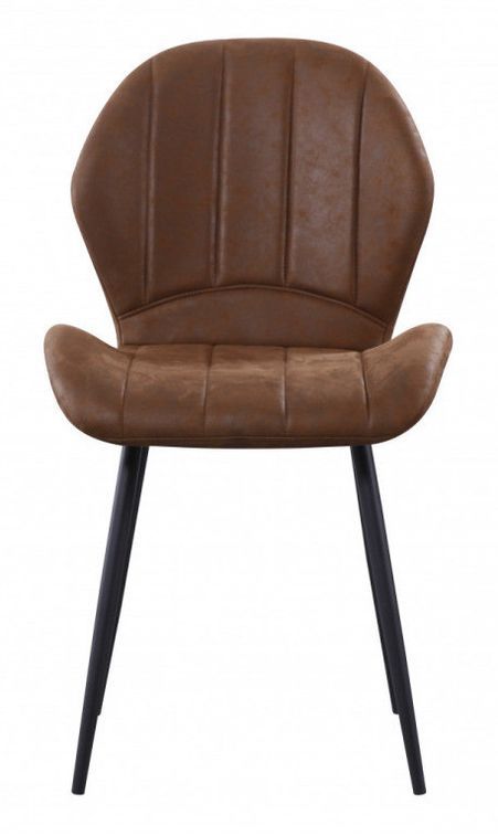 Chaise tissu marron et pieds métal noir Purane - Lot de 4 - Photo n°4