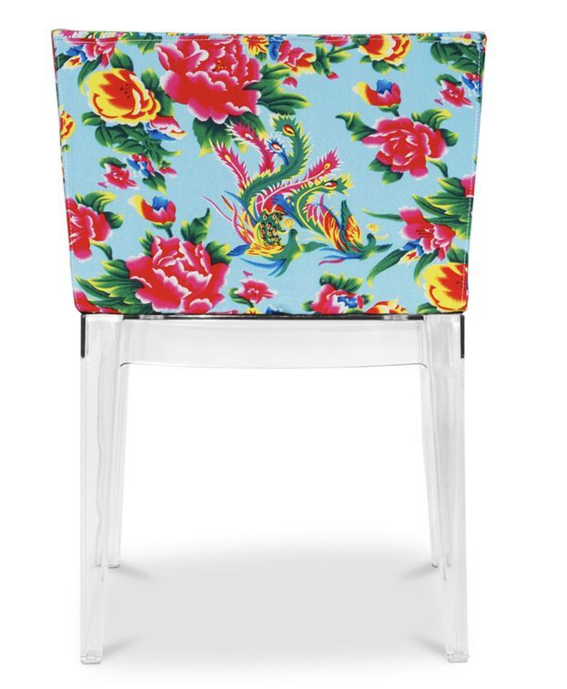 Chaise transparente et imprimée floral bleu Delice - Photo n°5