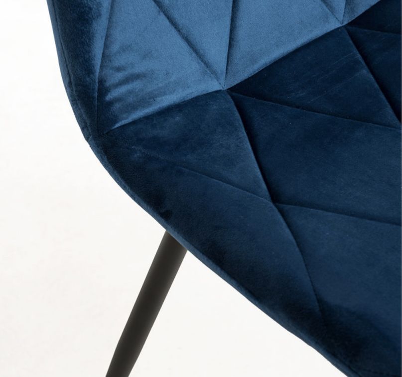 Chaise velours bleu azur et pieds métal noir Ariel - Lot de 2 - Photo n°4