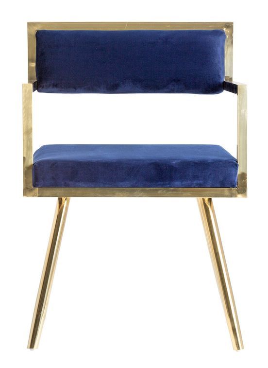 Chaise velours bleu et métal doré Aurora - Photo n°1