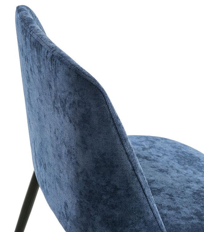 Chaise velours bleu et pieds métal noir Kanzas - Photo n°4
