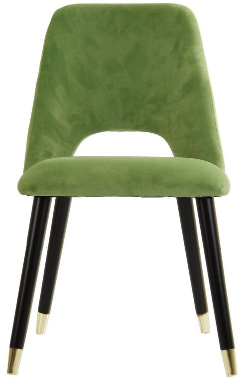 Chaise velours vert et pieds pin massif noir Orelia - Photo n°1