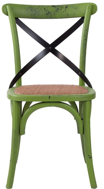 Chaise vintage bois massif vert vieilli Annah - Photo n°1