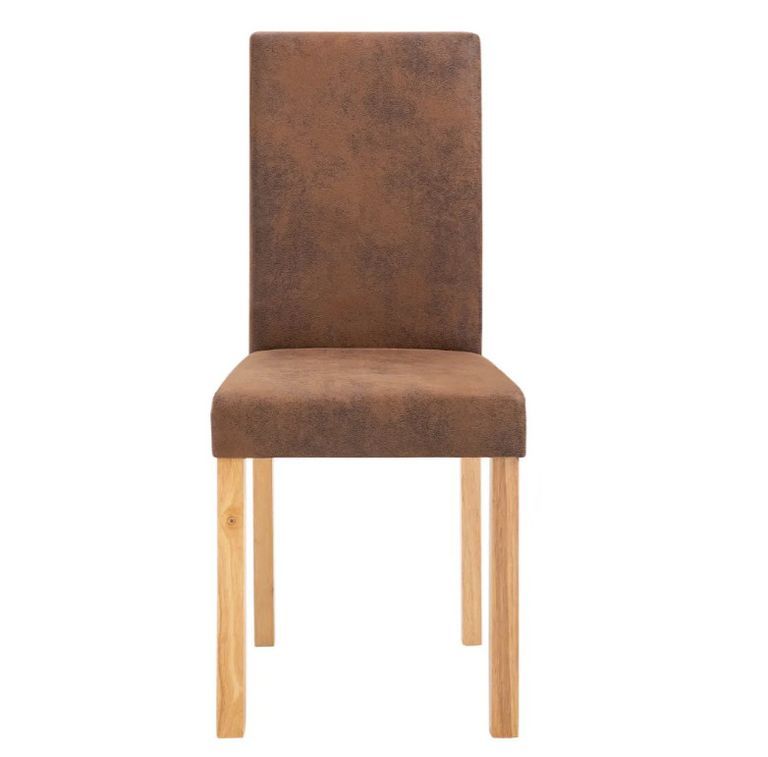 Chaise vintage simili cuir marron vieilli et pieds pin massif Barielle - Lot de 2 2 - Photo n°4