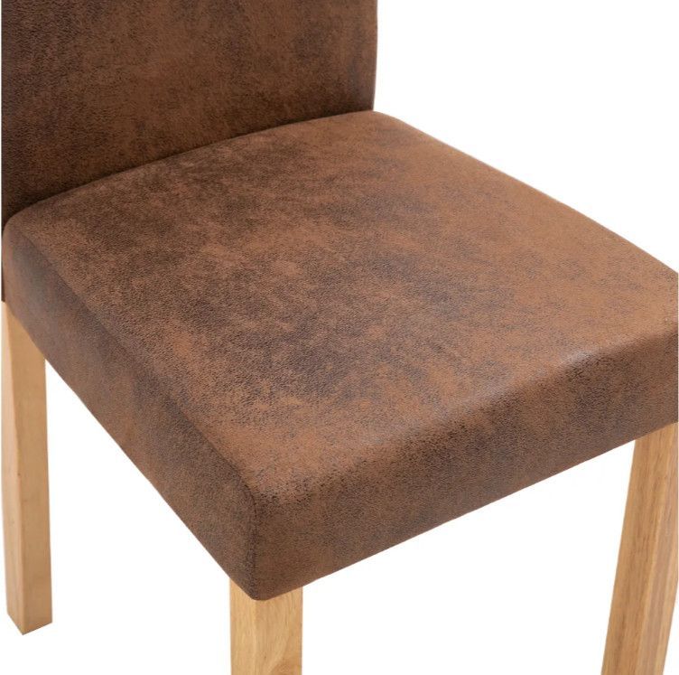 Chaise vintage simili cuir marron vieilli et pieds pin massif Barielle - Lot de 2 2 - Photo n°5
