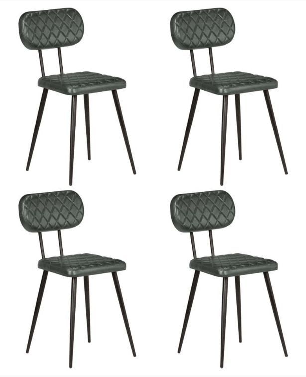 Chaises de salle à manger cuir gris et pieds métal noir Moundir - Lot de 4 - Photo n°1