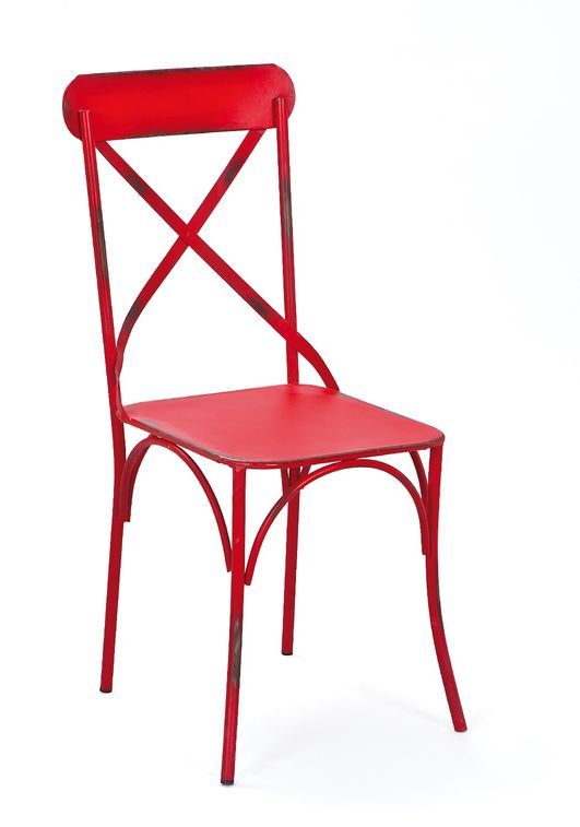 Chaises en métal rouge vieilli Lola - Lot de 2 - Photo n°1