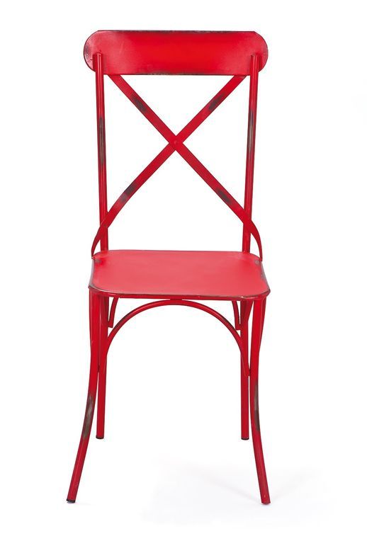 Chaises en métal rouge vieilli Lola - Lot de 2 - Photo n°2