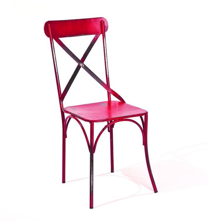 Chaises en métal rouge vieilli Lola - Lot de 2 - Photo n°4