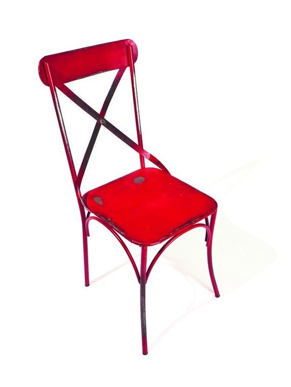 Chaises en métal rouge vieilli Lola - Lot de 2 - Photo n°5