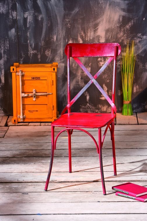 Chaises en métal rouge vieilli Lola - Lot de 2 - Photo n°6