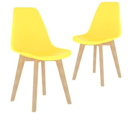 Chaises scandinave bois clair et assise jaune Norva - Lot de 2 - Photo n°1