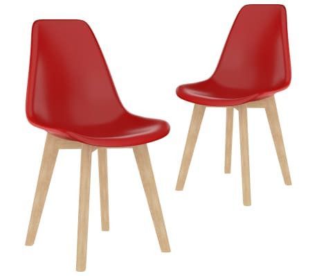 Chaises scandinave bois clair et assise rouge Norva - Lot de 2 - Photo n°1