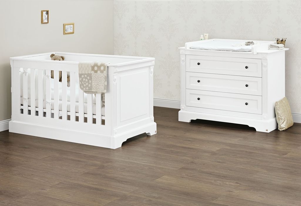 Chambre bébé 2 pièces bois laqué mat blanc Emilia 70x140 cm - Photo n°1