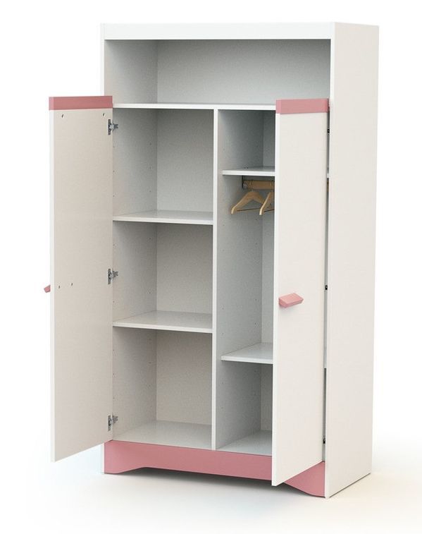 Chambre bébé 3 pièces lit commode et armoire blanc et rose Cotillon 60x120 cm - Photo n°7