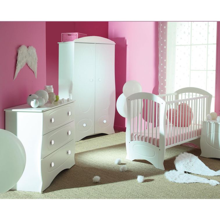 Commode bébé 3 tiroirs avec plateau à langer blanc perle - Ciel