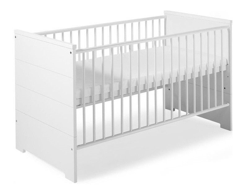 Chambre bébé Eco Stripe lit 70x140 cm commode à langer et armoire bois laqué blanc - Photo n°2