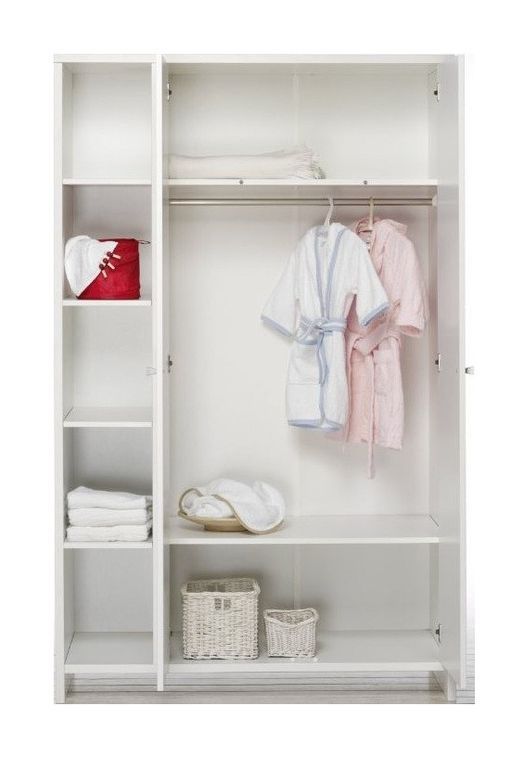 Chambre bébé Eco Stripe lit 70x140 cm commode à langer et armoire bois laqué blanc - Photo n°5