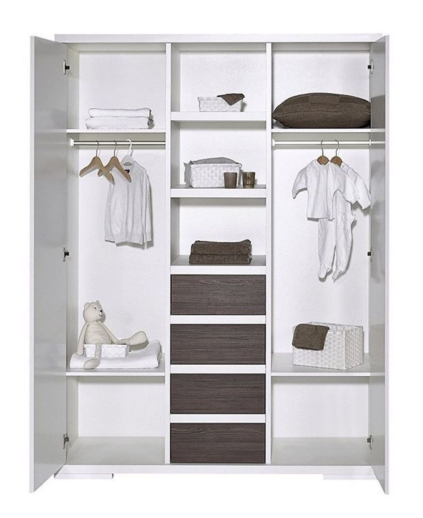 Chambre bébé Maxx Fleetwood lit 70x140 cm armoire et commode à langer laqué blanc et gris - Photo n°6