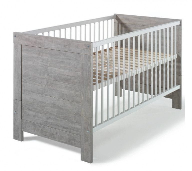 Chambre bébé Nordic Driftwood lit 70x140 cm commode et armoire 2 portes bois gris et blanc - Photo n°2