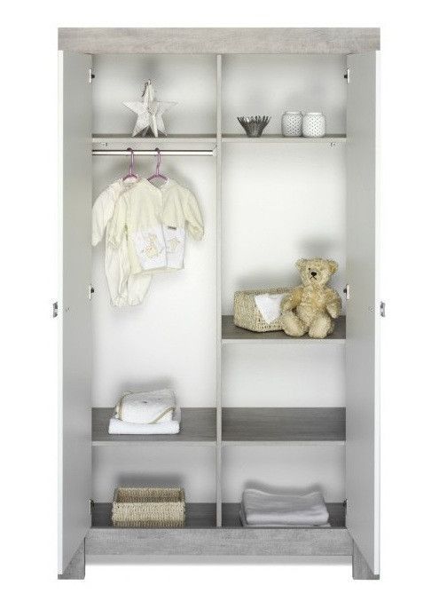 Chambre bébé Nordic Driftwood lit 70x140 cm commode et armoire 2 portes bois gris et blanc - Photo n°5