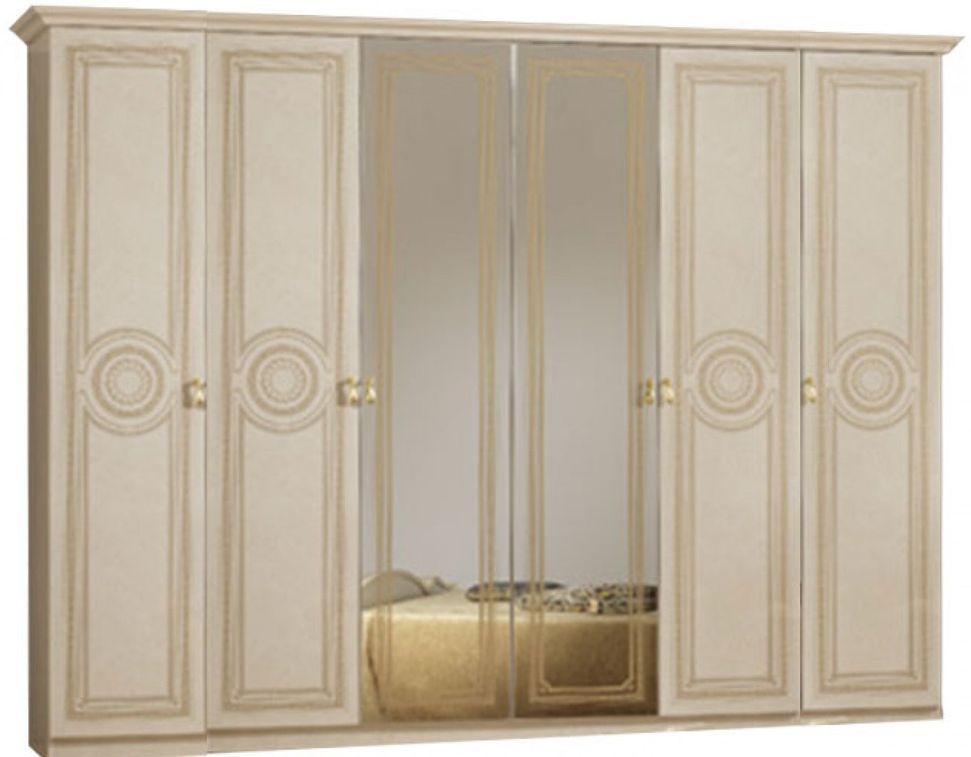 Chambre complète 6 pièces avec lit capitonné bois brillant beige Soraya 180 - Photo n°2