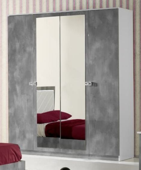 Chambre complète 6 pièces bois brillant gris et blanc Sting - Photo n°2