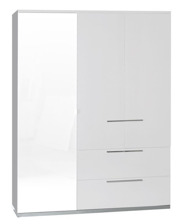 Chambre complète avec environnement laqué blanc armoire 3 portes Italya 160 - Photo n°7