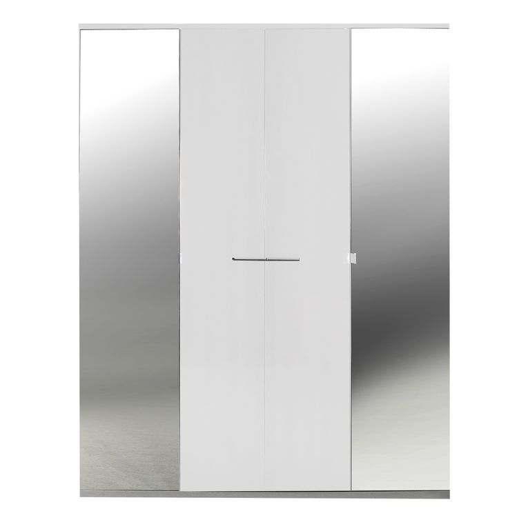Chambre complète avec environnement laqué blanc armoire 4 portes Italya 140 - Photo n°3