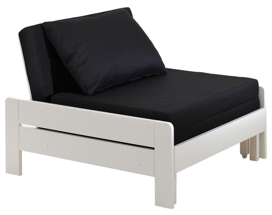 Chambre enfant 2 pièces lit et fauteuil transformable pin massif blanc Pino 90x200 cm - Photo n°4