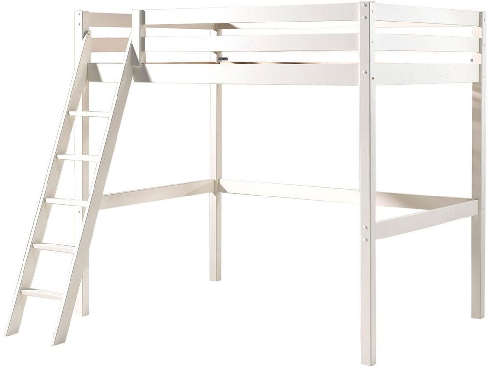 Chambre enfant 3 pièces lit fauteuil et commode 4 tiroirs pin massif blanc Pino 140x200 cm - Photo n°3