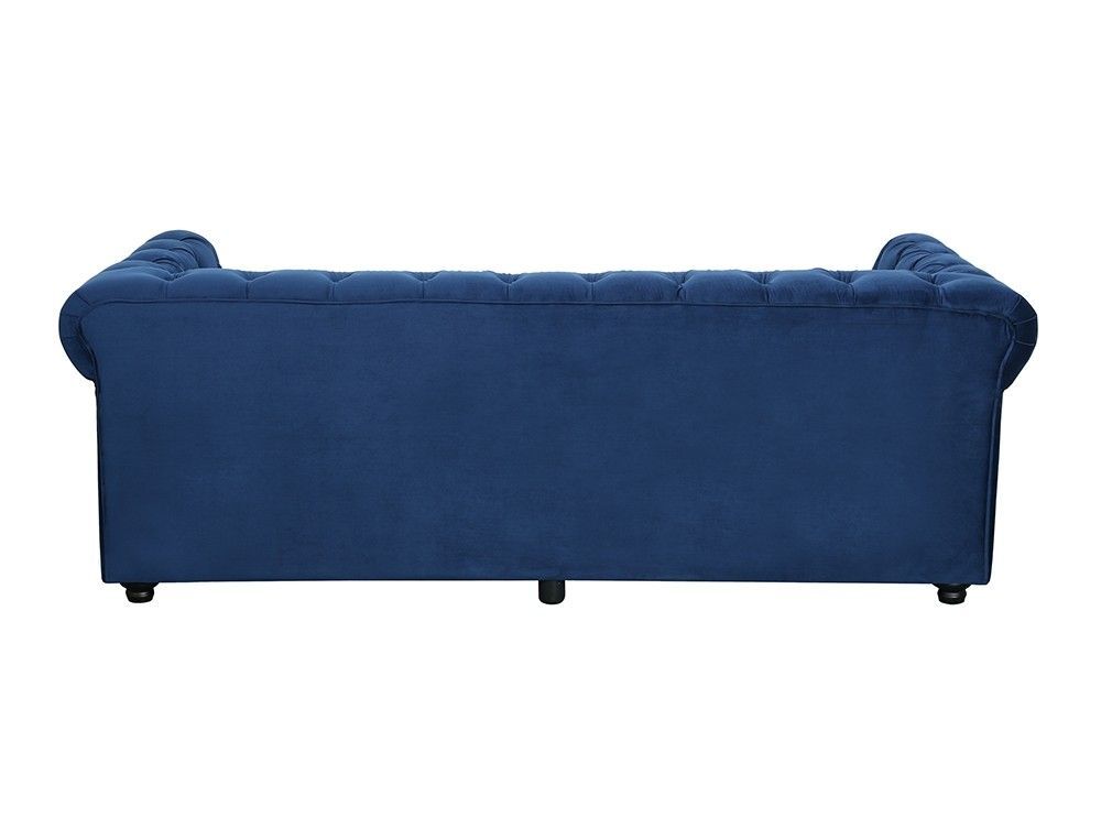 Chesterfield convertible velours bleu 3 places - Photo n°3