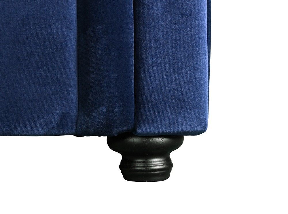 Chesterfield convertible velours bleu 3 places - Photo n°4