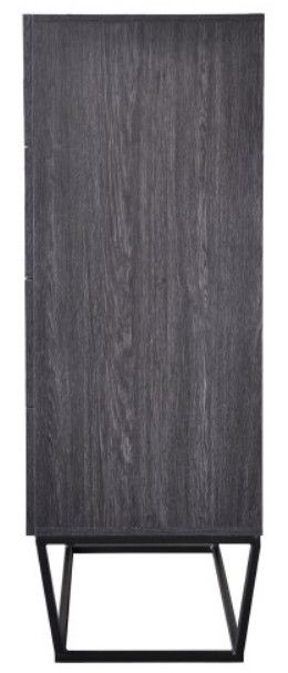 Chiffonnier 4 tiroirs bois laqué gris foncé et métal noir Logan - Photo n°5