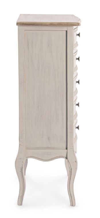 Chiffonnier en bois de paulownia blanc 5 tiroirs Jara 48 cm - Photo n°6