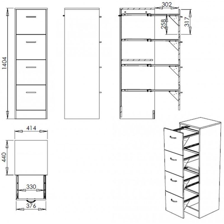 Classeur 4 tiroirs dossiers suspendus noir office H140 cm - Photo n°4